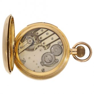 Swiss 14 carat gold hunter cased watch with minute repeater Circa 1895