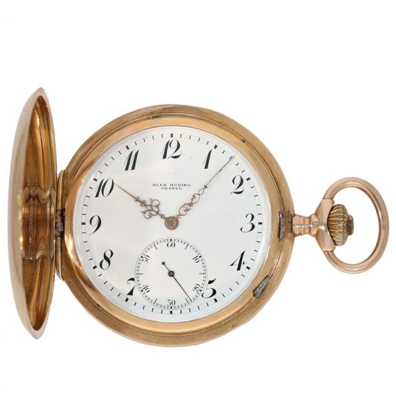 Swiss 14K pink gold full hunter cased lever watch Circa 1910