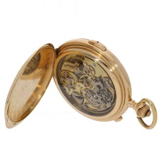 Swiss 14 carat gold full hunter cased watch with chronograph Circa 1900