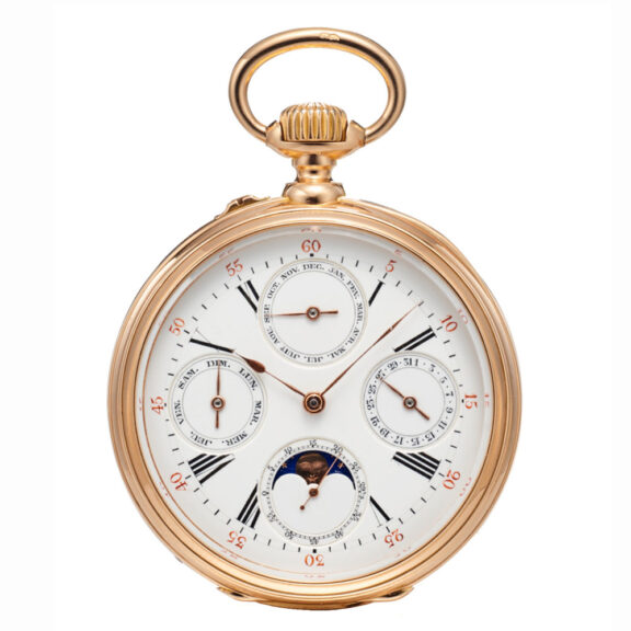 Swiss watch with triple calendar and moon phases Circa 1880