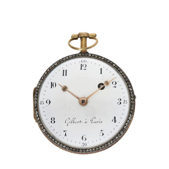 French 18 carat gold verge watch with enamel painting Circa 1780 French 18 carat gold verge watch with enamel painting Circa 1780