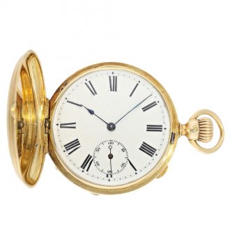 German 18 carat gold early full hunter cased watch Circa 1860