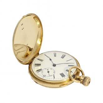 German 18 carat gold early full hunter cased watch Circa 1860