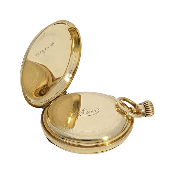 German 18 carat gold early full hunter cased watch Circa 1860 German 18 carat gold early full hunter cased watch Circa 1860