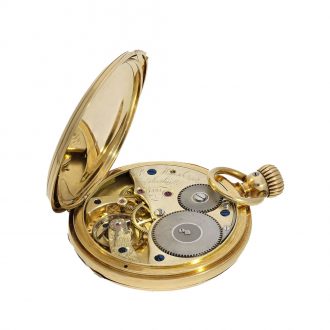 German 18 carat gold early full hunter cased watch Circa 1860