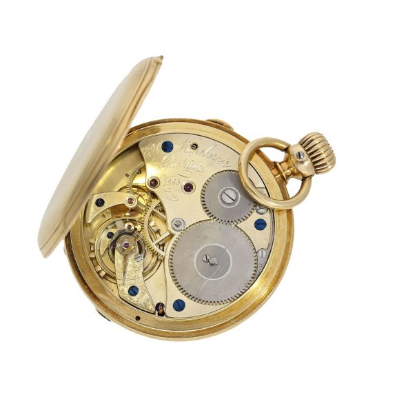 German 18 carat gold early full hunter cased watch Circa 1860 German 18 carat gold early full hunter cased watch Circa 1860