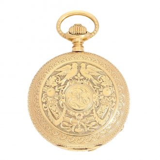 German gold Renaissance style pocket watch Circa 1883