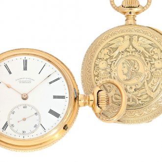 German gold Renaissance style pocket watch Circa 1883