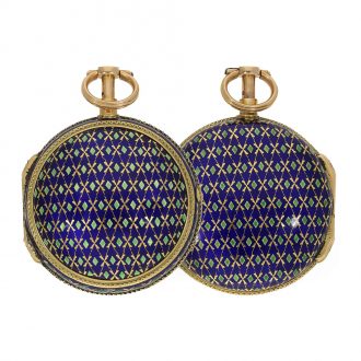 Excellently preserved 18 carat gold and enamel pocket watch, Circa 1790