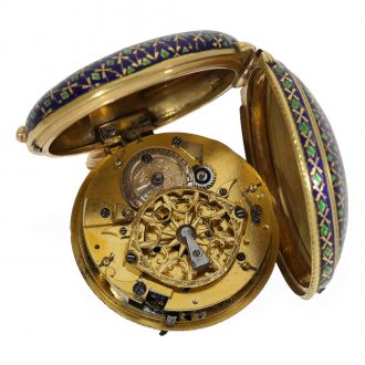 Excellently preserved 18 carat gold and enamel pocket watch, Circa 1790