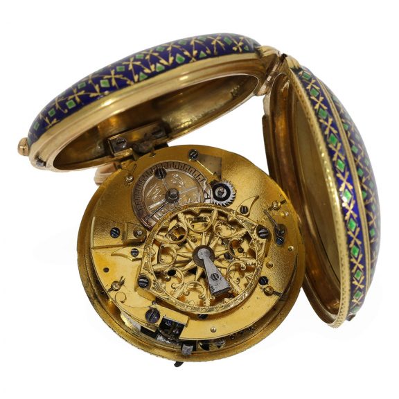 Excellently preserved 18 carat gold and enamel pocket watch, Circa 1790 Excellently preserved 18 carat gold and enamel pocket watch, Circa 1790
