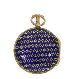 Excellently preserved 18 carat gold and enamel pocket watch, Circa 1790