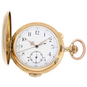 Swiss heavy gold repeating watch with chronograph Circa 1900