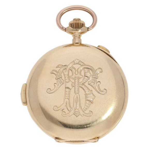 Swiss heavy gold repeating watch with chronograph Circa 1900 Swiss heavy gold repeating watch with chronograph Circa 1900