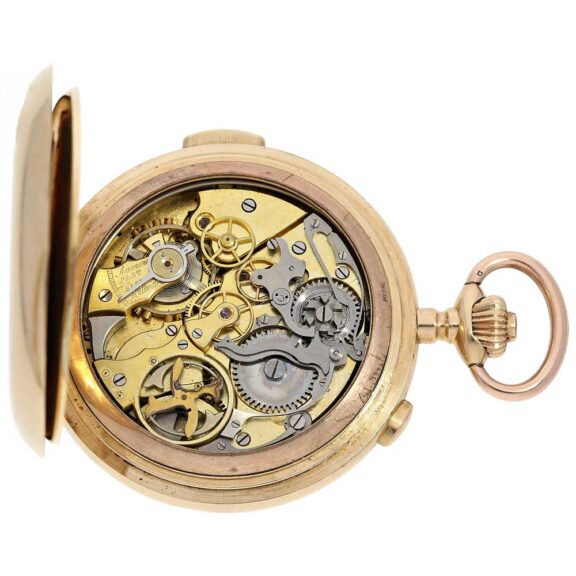 Swiss heavy gold repeating watch with chronograph Circa 1900 Swiss heavy gold repeating watch with chronograph Circa 1900