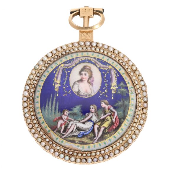 German gold enamel pocket watch with rare virgule escapement Circa 1810 German gold enamel pocket watch with rare virgule escapement Circa 1810