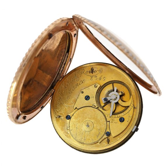 German gold enamel pocket watch with rare virgule escapement Circa 1810 German gold enamel pocket watch with rare virgule escapement Circa 1810