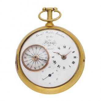 English gilt open faced navigation watch with compass Circa 1790