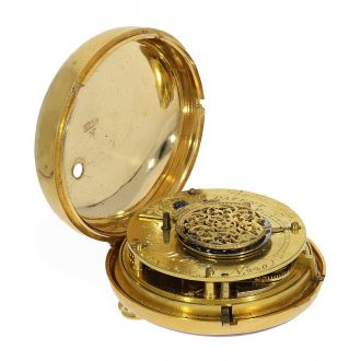 English gilt open faced navigation watch with compass Circa 1790 English gilt open faced navigation watch with compass Circa 1790