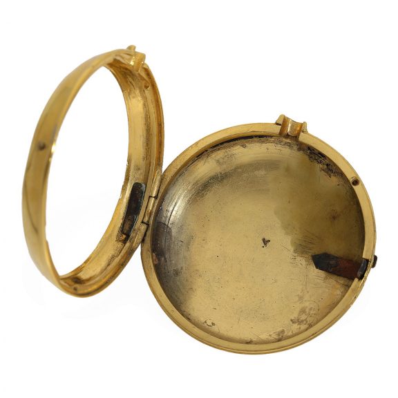 English gilt open faced navigation watch with compass Circa 1790 English gilt open faced navigation watch with compass Circa 1790