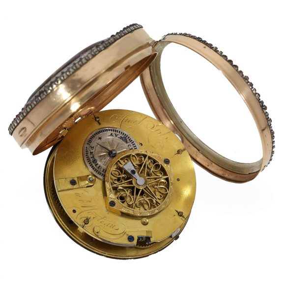 French large gold and enamel verge watch with quality painting Circa 1800 French large gold and enamel verge watch with quality painting Circa 1800