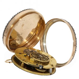 French large gold and enamel verge watch with quality painting Circa 1800