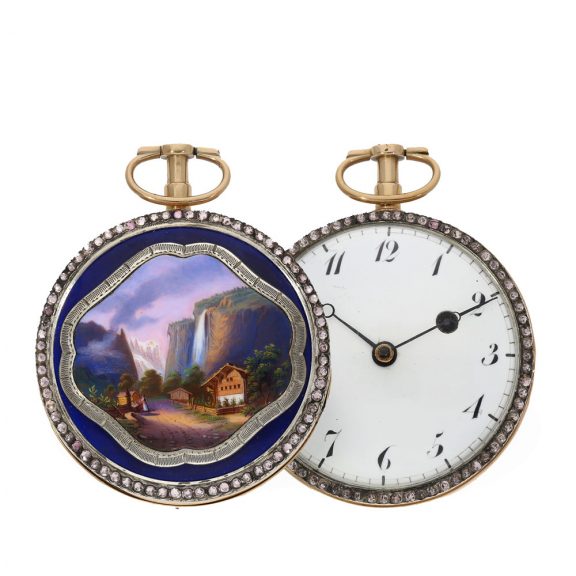 French large gold and enamel verge pocket watch Circa 1800