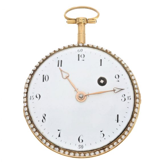 French 18 Carat gold fine quality pocket watch with pearls Circa 1795 French 18 Carat gold fine quality pocket watch with pearls Circa 1795