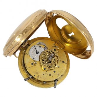 Swiss 18 Carat gold verge watch with minute repeater Circa 1800