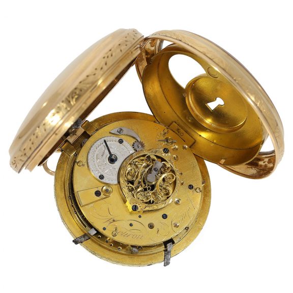 Swiss 18 Carat gold verge watch with minute repeater Circa 1800 Swiss 18 Carat gold verge watch with minute repeater Circa 1800