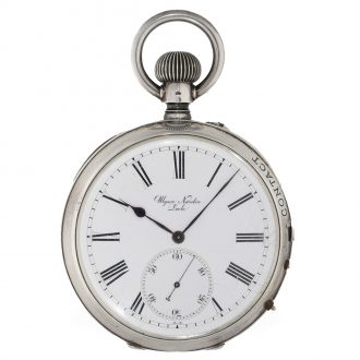 Swiss silver rare chronometer with electrical contact device Circa 1880