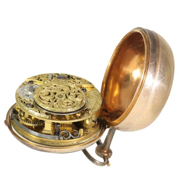 English gold silver pair case verge pocket watch Circa 1754 English gold silver pair case verge pocket watch Circa 1754
