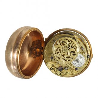 English gold silver pair case verge pocket watch Circa 1754 English gold silver pair case verge pocket watch Circa 1754