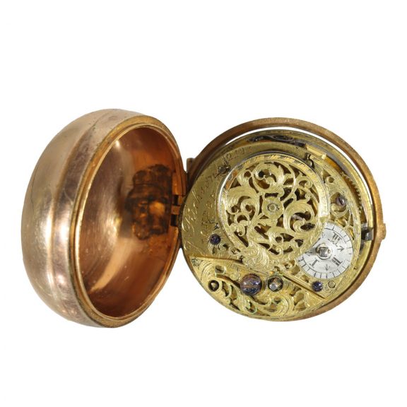 English gold silver pair case verge pocket watch Circa 1754 English gold silver pair case verge pocket watch Circa 1754