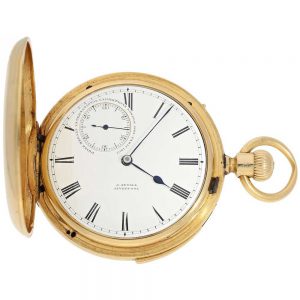 English gold hunting cased minute repeating lever Circa 1874