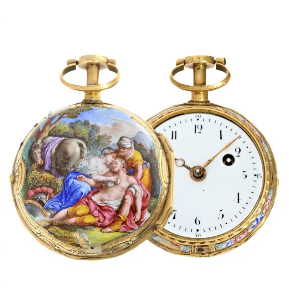 Exquisite French Rococo gold enamel verge repeater Circa 1760 Exquisite French Rococo gold enamel verge repeater Circa 1760