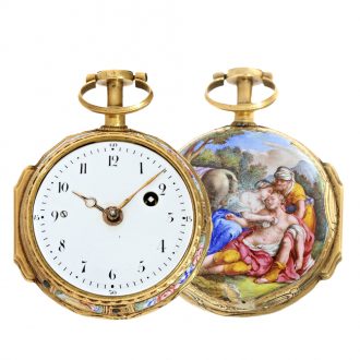 Exquisite French Rococo gold enamel verge repeater Circa 1760 Exquisite French Rococo gold enamel verge repeater Circa 1760