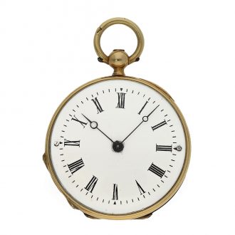 French 18 Carat gold and enamel watch in original box Circa 1850