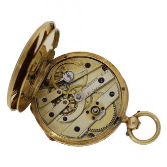 French 18 Carat gold and enamel watch in original box Circa 1850