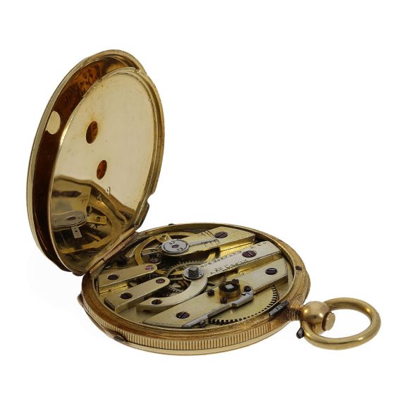 French 18 Carat gold and enamel watch in original box Circa 1850 French 18 Carat gold and enamel watch in original box Circa 1850