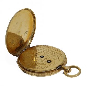 French 18 Carat gold and enamel watch in original box Circa 1850