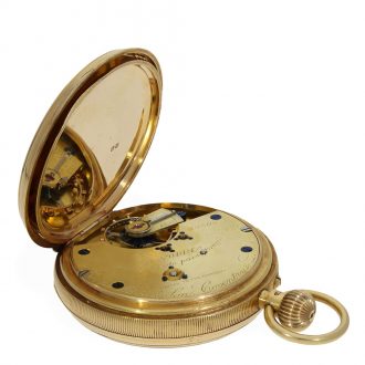 English 18 carat gold chronometer with center seconds Circa 1871
