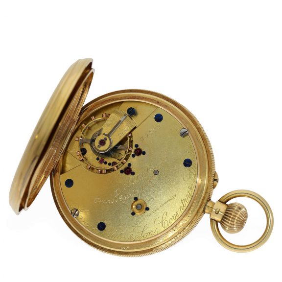 English 18 carat gold chronometer with center seconds Circa 1871 English 18 carat gold chronometer with center seconds Circa 1871