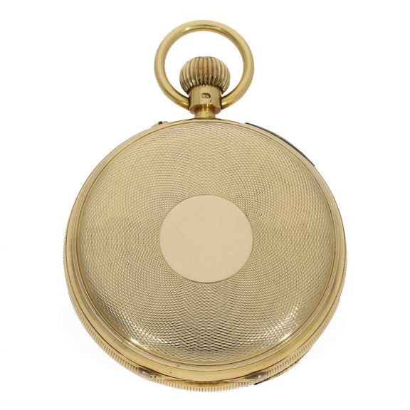English 18 carat gold chronometer with center seconds Circa 1871 English 18 carat gold chronometer with center seconds Circa 1871