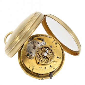Swiss extraordinary gilt silver verge watch with finest enamel painting Circa 1790