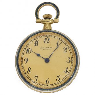 French 18 Carat gold and engine turned enamel watch Circa 1900