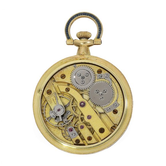 French 18 Carat gold and engine turned enamel watch Circa 1900 French 18 Carat gold and engine turned enamel watch Circa 1900