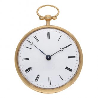Fine French 18 carat gold verge watch with rare caliber Circa 1790