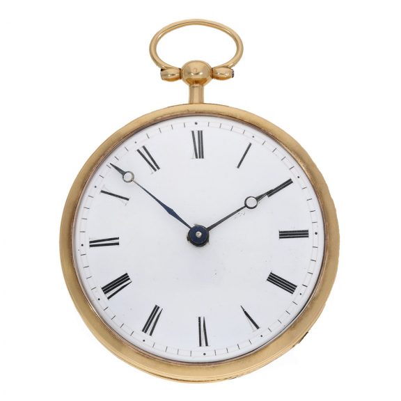 Fine French 18 carat gold verge watch with rare caliber Circa 1790