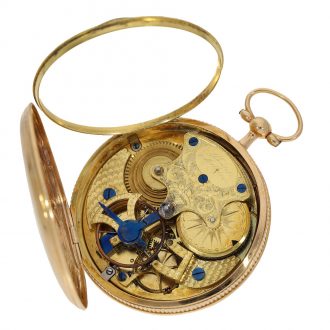 Fine French 18 carat gold verge watch with rare caliber Circa 1790